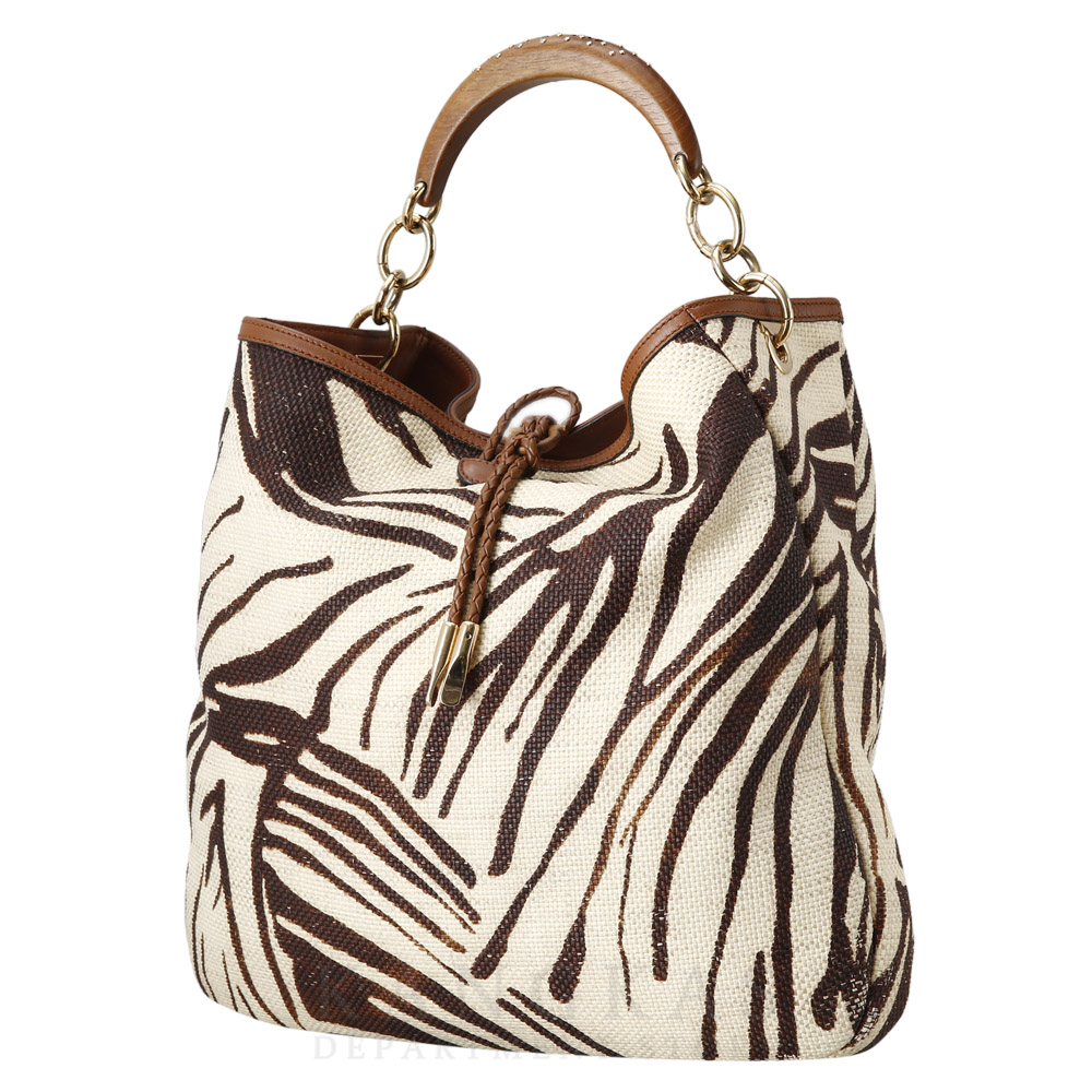 FERRAGAMO(USED)페레가모 시즌 우드 라탄 쇼퍼백